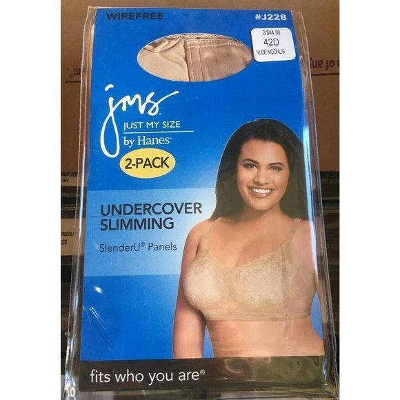 Just My Size Beige Slimming Wirefree Bra - 2 Pack - Picture 1 of 1